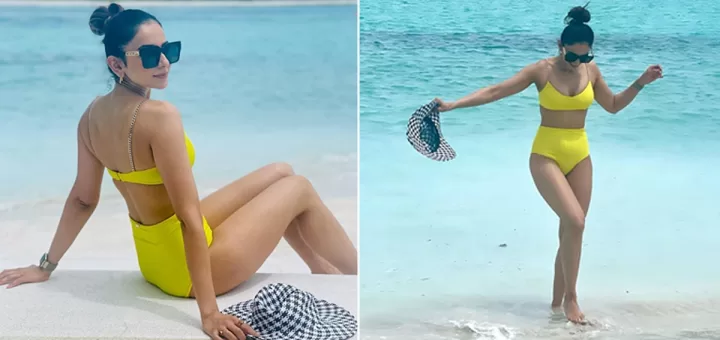 rakul preet singh yellow bikini