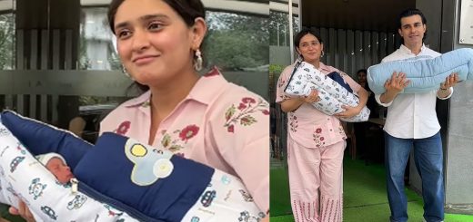Pankhuri Awasthy Unintentionally Exposes One of Her Twins' Faces During Departure from Hospital with Gautam Rode